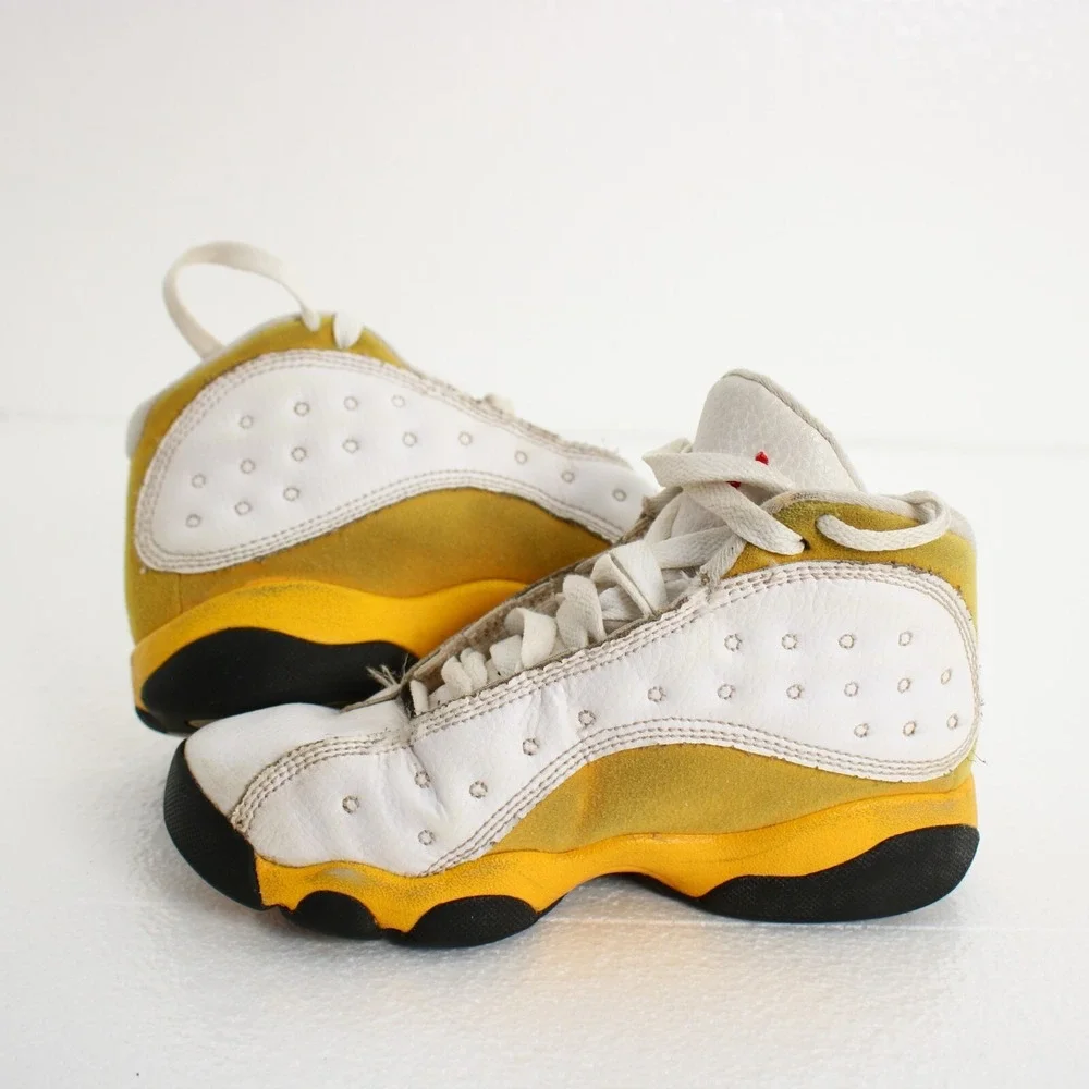 Nike Air Jordan 13 Retro Del Sol Shoes Sneakers White Yellow DJ3005-167 Kids 13C